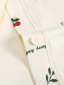 [PONX]2pcs Women V-Neck Pajama Set, Long Sleeve Top And Pants, Soft Homewear For Spring And Autumn, Fall Winter Clothes - Beige - View 8