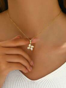 1 chiếc vòng cổ trái tim hoa hồng vàng bằng thép không gỉ, thiết kế sáng tạo, thời trang giản dị thanh lịch, thích hợp cho hàng ngày, tiệc tùng, ngày lễ tình nhân, giáng sinh, quà tặng (Bao bì túi OPP) - Vàng - Xem 5