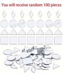 OUTANA 100片工艺镜套装包含三角形、正方形、圆形、水钻形、水滴形、心形等多种形状，可用于家居装饰，适合DIY马赛克创作，可拼贴成壁画、装饰品、房间装饰；也可用于装饰迪斯科球，点亮派对氛围，打造墙面装饰，还可用于厨房、客厅装饰。 - 彩色 - 查看 20