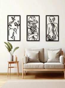 1 件抽象女性线条金属装饰壁挂艺术品，个性化艺术空心铁艺墙画，适用于家庭白墙、客厅、餐厅、卧室、浴室、情人节礼物