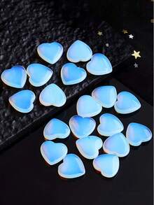 20Pcs Artificial Opal Carved Heart Stones Set - Gifts For Couples, Anniversary Gifts, Home Decor & Desktop Decorations - 淺藍色 - 查看 5