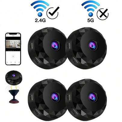 GENAI 1/2/4个迷你间谍相机，2.4G无线WiFi隐藏摄像头，720P全高清，带移动侦测功能，家用/办公安防摄像头