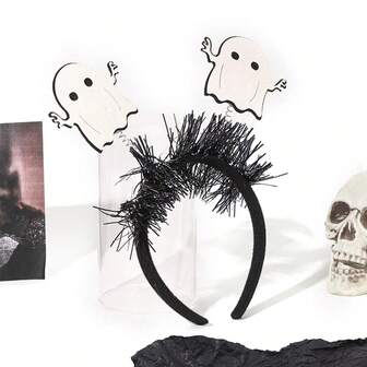 1 buc Halloween nețesut alb fantomă dungi negre decor înfricoșător amuzant bandă de păr, casual retro petrecere drăguț, bandă de păr pentru femei, acasă frumusețe femei accesorii cadouri, cerc de păr, costume de Halloween esențiale de sărbători