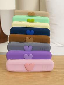 1 Caja de almacenamiento de brochas de maquillaje con forma de corazón para viaje, con gran capacidad, hecha de material de silicona, con estilo y portátil, adecuada para guardar brochas de maquillaje facial. Tiene una textura suave y lisa, con múltiples opciones de color disponibles. Bolsa, bolsa de maquillaje, organizador de maquillaje, bolsa de aseo, organizador de escritorio, bolsa de cosméticos, bolsa de maquillaje, organizador de maquillaje, accesorios de tocador, bolsa de maquillaje, bolsas de maquillaje, joyero, bolsa, soporte de brochas de maquillaje, soporte de brochas, organizador de perfumes, bolsa