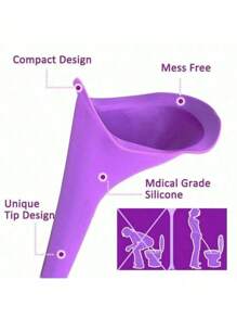 2件套 - 1个便携式硅胶小便漏斗 + 1个收纳盒，小巧可折叠设计，带便携包 - 可重复使用的女性站立式小便器，适合旅行、露营、徒步旅行，卫生用品