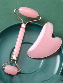 Board Natural Jade Stone GuaSha Scraping Facial Massage Tool For Relieve Fine Lines And Wrinkles Heart Shape Skin Care Tool SPA Massager For Body RelaxingSet Facial Massage Tool, Set Of Jade Roller Gua Sha, Natural Xiuyan Jade. Face Roller Massager, Scraping Tool, Jade Stone Massage Tool Anti-Aging, Restores Facial And Neck Vitality, Reduces Wrinkles And Eye Puffiness. For Facial Massage, Suitable For Both Home And Beauty Salon Use - Multicolor - View 6