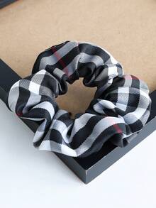 1pc Oversized Plaid Hair Scrunchie, Cute Pig Design Colorful Printed Fabric Hair Tie, Unique Ponytail Holder, Classic Hair Accessory Makeup Home Gym Woman Accessories Head Accessories Elastic Band Beauty Home Hair Accessories - Multicolor - View 13