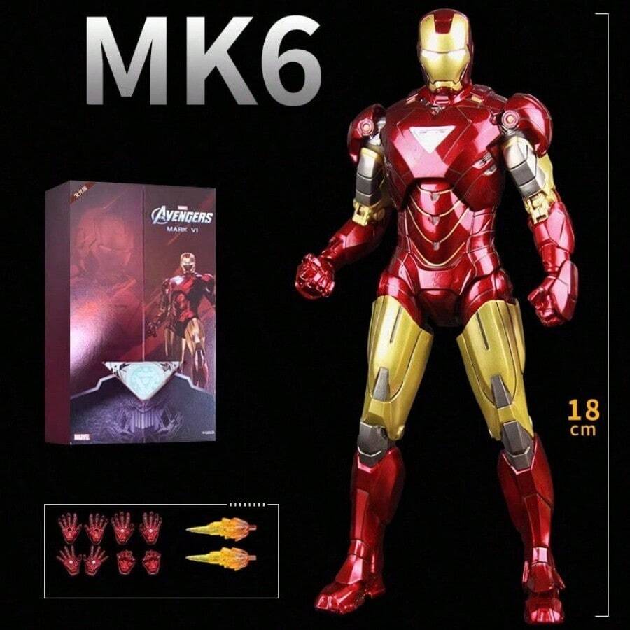 Hasbro 10. Jubiläumsserie 1:10 Maßstab Iron Man  Actionfiguren Sammlung - MK1 bis MK7, nicht leuchtend, 18cm Rüstung mit austauschbaren Händen & Flammeneffekten, Avengers Film Genauigkeit Sammler Edition