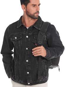 Men's Casual Washed Denim Jacket, Spring/Autumn