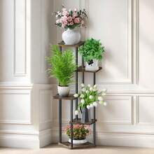 4/5层室内金属木质植物架，收纳架，多盆花卉转角高架植物架，适用于客厅、阳台、卧室 - 彩色 - 查看 9