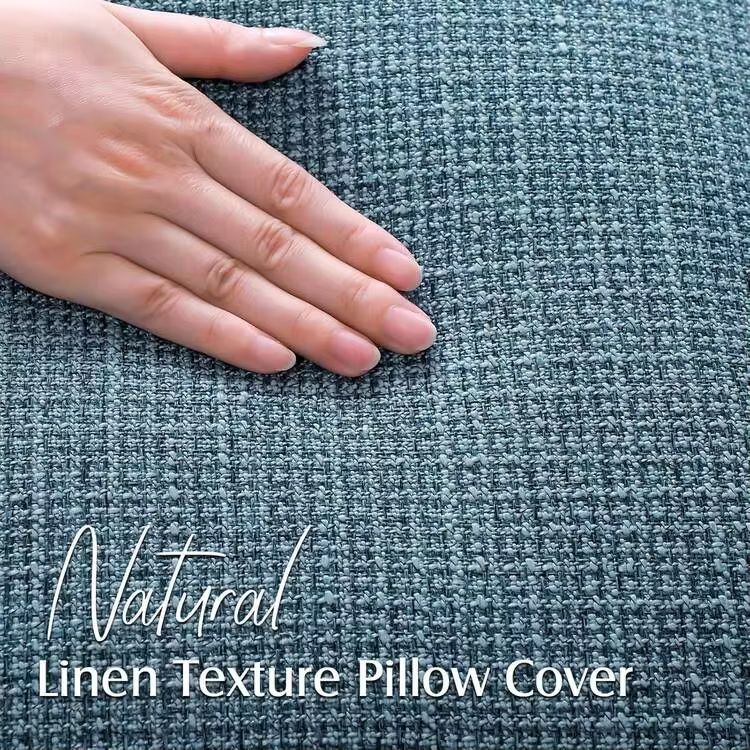 1pc Linen Solid Color Decorative Throw Pillow Cover, Suitable For Living Room Sofa, Bedroom, Office - Blue - View 4