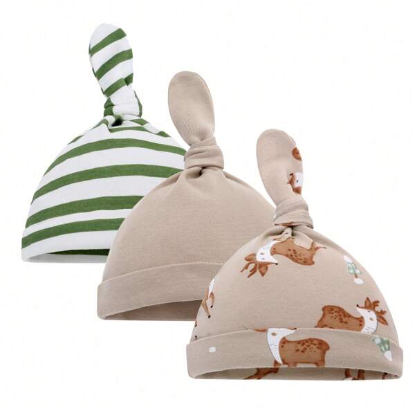 3 Stück Neugeborenen-Babymütze Neugeborenen-Knotenmützen, Babymützen, Unisex-Säuglingsmützen