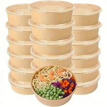 50 个带盖一次性纸碗 - 适用于沙拉、甜点和汤 - 非常适合外卖、露营和厨房使用，防水食品容器 - 彩色 - 查看 7