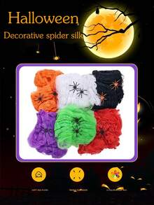 1pc Halloween Decorations, Colorful Spider Cotton, Spider Web, Spider Silk, Outdoor Haunted House, Secret Room, Bar Atmosphere Decoration Props