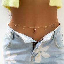 1 pièce Nouvelle chaîne de taille à franges avec strass, chaîne de corps fashion en cristal accessoire de taille pour la plage