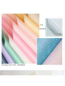 10 piezas/Paquete Papel coreano sólido de acabado mate, translúcido y grueso, resistente al agua para envolver ramos de flores, material de empaquetado para floristería, 57x57cm