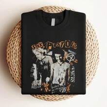 180g Pure Cotton  Pistols Shirt,  Pistols Cotton Black Uni T-Shirt S-5XL VN1546 Graphic Designer Clothes Streetwear Casual Top For Everyday Wear Stylish For Women Breathable Slightly Fashion Versatile Soft Summer Comfortable Stretched Print Round Neck Short Sleeve For Men