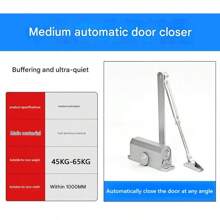 1pc Automatic Door Closer, With Easy Installation Instructions, Home Use 3-Level Spring Hydraulic Self-Closing Door Closer - Silver Aluminum - Multicolor - View 11