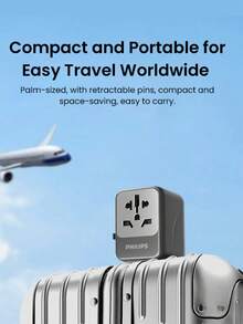 PHILIPS 1  Travel Adapter - Multi-Function Charger With International Conversion Plug, Essential For Business Travel, Compatible With US, Australia, UK, EU Sockets