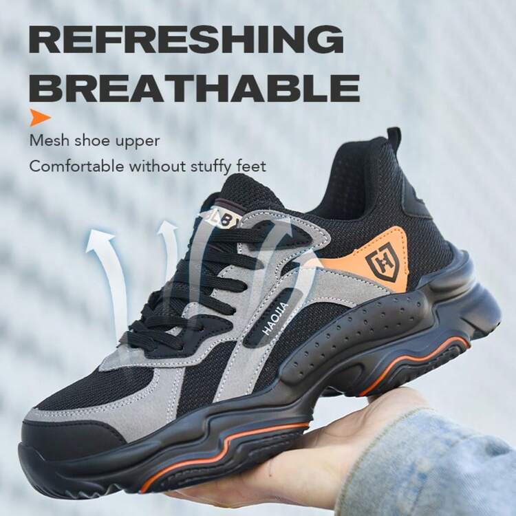 Men's Steel Toe Sports Shoes, Comfortable Anti-Puncture Anti-Slip