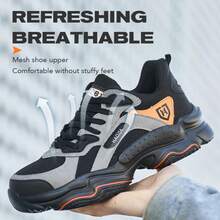 Steel Toe Sneakers For Men Shoes Comfortable Puncture Proof Slip-Resistant Work Shoes - Black - View 11