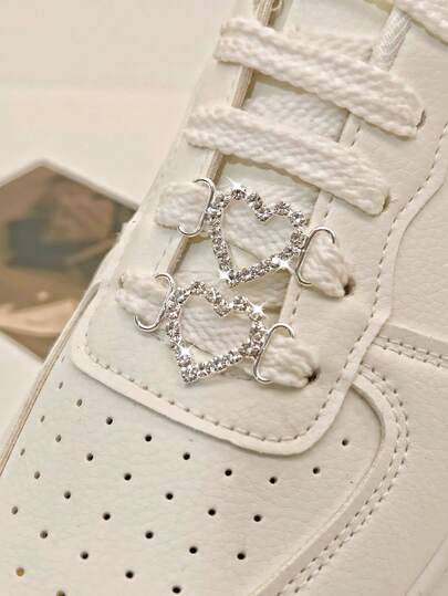2pcs Elegant Alloy Hollow Shoelace Decorations With Sparkling Rhinestones And Faux Pearls, Suitable For Boots And Sneakers