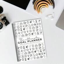 1PC Black & White Daily Undated Planner – Sleek Spiral Time-Blocking Organizer With Priority Tracker, Habit & Gratitude Sections – Perfect For Home, Office & Academic Use Productivity Notebook