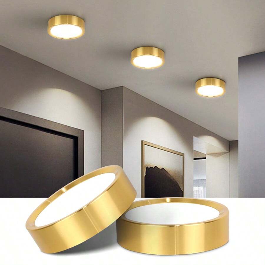 1 件金色嵌入式筒灯，现代 LED 吸顶灯，客厅/卧室吸顶灯，金色圆形 LED 面板灯，5W/10W/15W/25W，冷白/中性白/暖白，AC185-265V，易于安装，适用于卧室、客厅、厨房、走廊、楼梯、地下室、车库、酒吧、商场、书房、陈列室