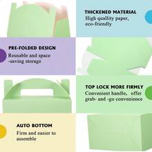 48 Pcs Back To School Gable Gift Box 6 X 3.5 X 3.5 Inches Colorful Paper Candy Boxes Snack Goodie Cake Treat Boxes For Holiday Birthday Baby Shower Party Favor Pastel Color - 柔和色彩 - 查看 3