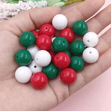 10-100Pcs Christmas Style 8-16mm Acrylic Round Loose Beads DIY Necklace Bracele Jewelry Making Material - 紅色/白色/綠色 - 查看 9
