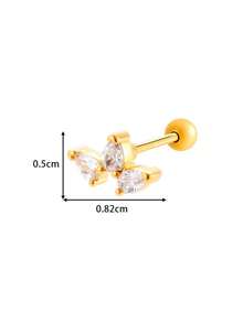 Toppiercing 1 件简约铜锆石心形不锈钢轴时尚百搭耳骨耳环