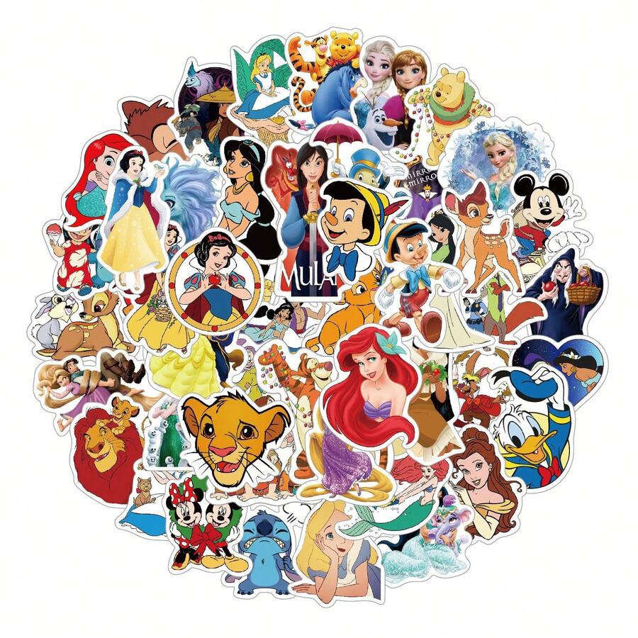 Disney 50pcs Mixed Characters Stickers, DIY Cute Cartoon Anime Stickers ...