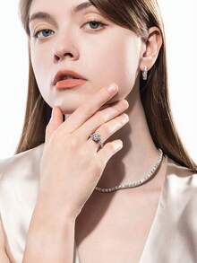 1 件 3.5 克拉莫桑石中心石结婚戒指，采用 S925 纯银制成，是送给未婚妻、婚礼、周年纪念的完美礼物