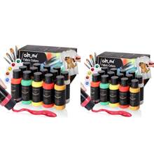 Ensemble de peinture tissus vibrant de 14 couleurs avec pinceaux, palette et planche à dessin - 14/26 couleurs, chaque tube de 30ml/1,01oz, pigment riche, parfait pour les artistes, les artisans, les étudiants, produits artisanaux, peinture sur vêtements, ensemble de peinture acrylique pour tissus, 12/24 couleurs, ensemble de peinture pour tissus de 12ml/0,4oz, rentrée scolaire, fournitures scolaires
