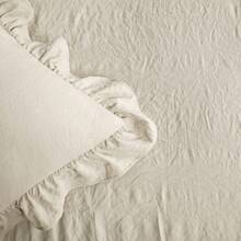 Lush Decor Ruffle Skirt Bedspread 3 Piece Set, Queen, Navy - Blue Queen Bedding - Ruffled Bedspread - Vintage Farmhouse Decor Halloween-Fall Decor-Room Decor - Netral - View 3