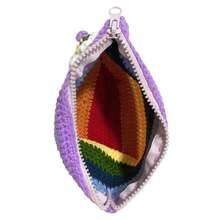Purses And Bags Women Handmade Rainbow Wallet Crochet Cloud Knitted Handbag For Woman Makeup Bag Zipper Change Pouch Purse Small 7.5"(L X 4.8"(W) Rainbow) Black Clutch Purse Gold Purse Makeup Bag - 小的 - 查看 3