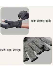 1 Pair Unisex High-Grade Compression Fingerless Gloves, Breathable Fabric, Suitable For Daily Use, Typing, Work, Fitness And Exercise - Unisex Sports Fingerless Thumb Gloves - Half Finger Support - Open Finger Design - UV Protection Manicure Gloves. Autumn Accessories