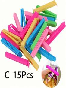 40个食品袋芯片夹（颜色随机），便携式食品保鲜密封夹，可重复使用防潮防尘夹，适用于各种塑料袋和零食袋，厨房收纳和储物，厨房配件，厨房小工具，适用于卧室、旅行、办公室、学校