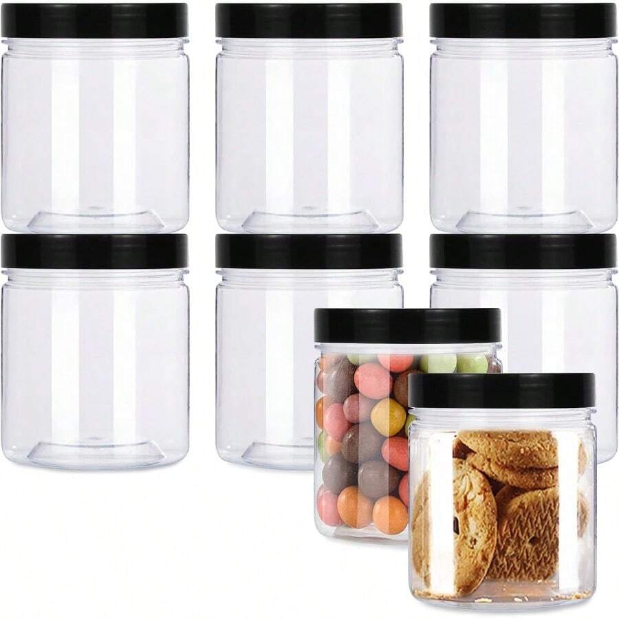 KIMRocutus 13oz Clear Plastic Storage Jars Containers8 Pack Refillable WideMouth Plastic Slime Containers For Beauty Products Kitchen And Household Storage  13 OZ - Trong sáng - Xem 1