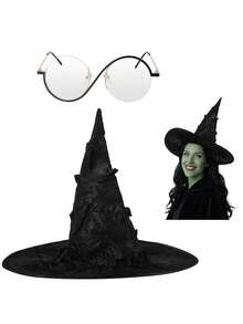 Kostium czarownicy z okularami i akcesoriami dla kobiet na Halloween Czarodziej Cosplay - Wielokolorowe - Zobacz 1