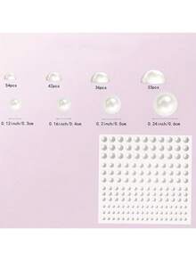 660pcs Adhesive Pearl Stickers, 4 Sizes, Cream-Colored Pearl Jewelry, Hair, Mobile Phone Decoration, 0.12 Inches/0.16 Inches/0.20 Inches/0.24 Inches