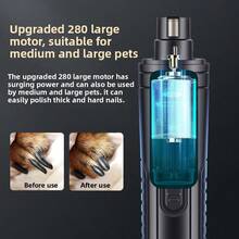 Máy mài móng cho thú cưng LED mới, máy cắt móng điện cho chó và mèo, dũa móng có đèn LED độc lập, 2 tốc độ, kìm cắt móng cho thú cưng. - Nhiều màu - Xem 5