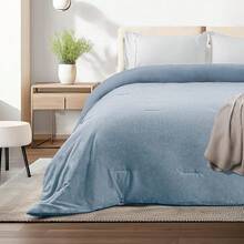 Dreamlab Edredón Acolchado para Toda Estación. Relleno de Microfibras Recubiertas con Gel. Lavado aáquina. Usar como Edredón o con Funda Duvet. Hipoalergénico. (Grafito, Individual 162 x 223cm) - 02 - Azul Mezclilla Jaspeado - Ver 14