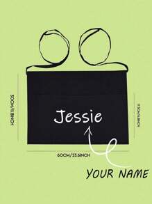 1Pc Personalized CustomUnisex Polyester Apron With 3 Pockets - Customizable Short Half Waist Waiter Work Uniform Hair Stylist Black Apron Hairdresser Beauty Salon Cosmetologist Cosmetology School Barber Gift Custom,For Kitchen, Hotel, Restaurant, Cooking, Baking, And Chef Use, Perfect For Personalized Text Or Logo, Custom Cooking Utensils With Text And Personalized Photo,Washing Gloves