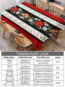 1pc Cartoon Christmas Series Print Tablecloth, Modern Polyester Fiber Rectangular/Round Waterproof Tablecloth For Living Room, Outdoor Dining Table, Small Round Table - Black and White - View 3