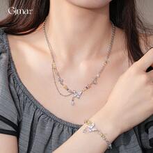 1 Piece Colorful Crystal  Butterfly Titanium Steel Necklace Forest Style Super Fairy Sweet Exquisite Versatile Jewelry Suitable For Vacation Party Banquet And Other Occasions - 手鍊-彩色 - 查看 2