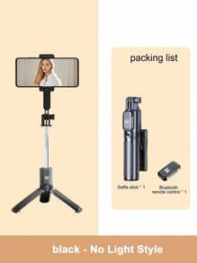 LED 三色便携式迷你蓝牙自拍杆，多角度可调三脚架，紧凑型 6.3 英寸可折叠，适用于直播、集体照和旅行，无线遥控器兼容大多数智能手机，兼容 Android 手机，适用于暑假、旅行、补光、户外活动、直播 Vlogging 设备 - 彩色 - 查看 14