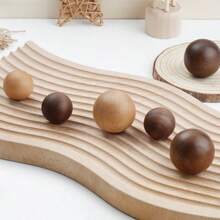 天然实木橱柜把手北欧厨房抽屉拉手胡桃木耐用圆形木制旋钮家具把手 - 櫸木胡桃木 - 查看 1