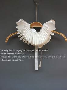 1 件优雅褶皱可拆卸假领，高品质，多功能颈部保暖器，可搭配毛衣、连帽衫、T 恤、连衣裙，适合春季、秋季、冬季 - A-白色 - 查看 2