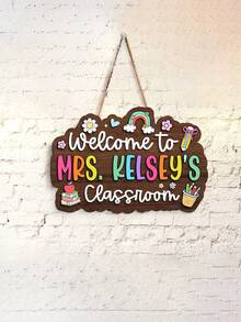 1件定制教师姓名教室欢迎牌，可爱彩色木质挂牌，教室欢迎标识牌，个性化定制教师门牌，教室入口装饰，家居装饰客厅 - 彩色 - 查看 6